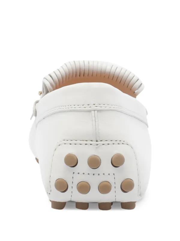 美品⭐︎TOD'S ホワイト フリンジローファー トッズ TOD'S TODS ローファー XXW66K0HB20 ダブルT チェーン