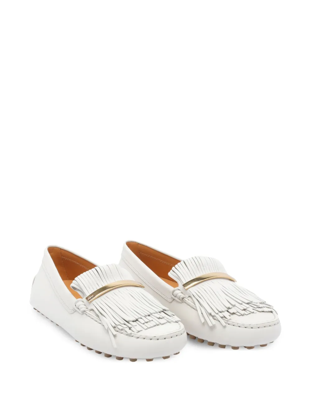 Tod's fringed pebble loafers White