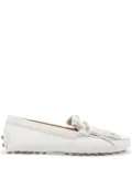 Tod's fringed pebble loafers - White