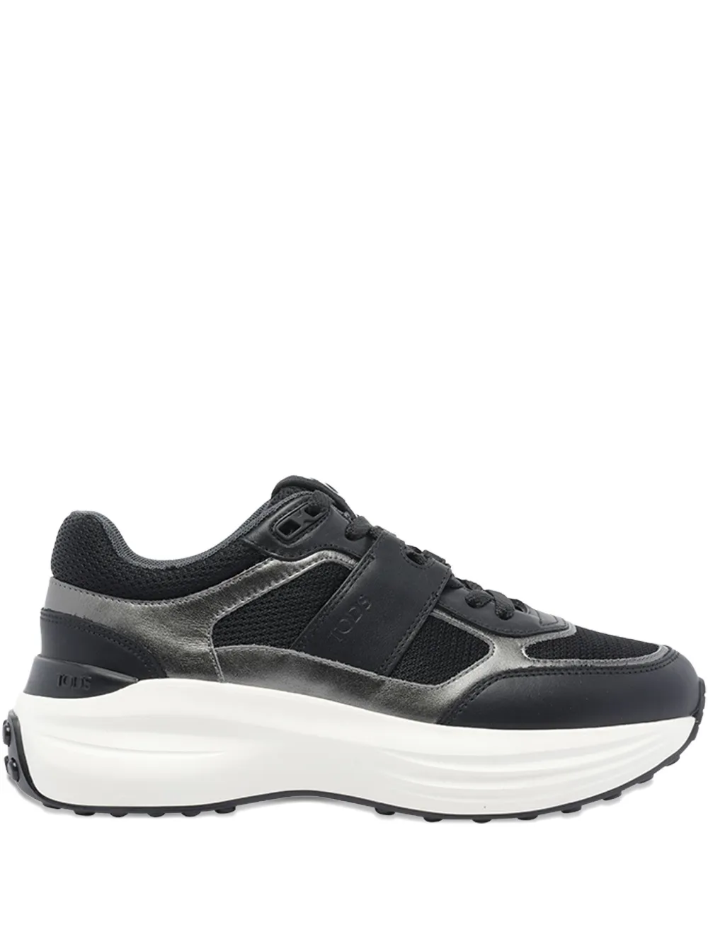 Tod's Leather-panelled Lace-up Sneakers In Gray