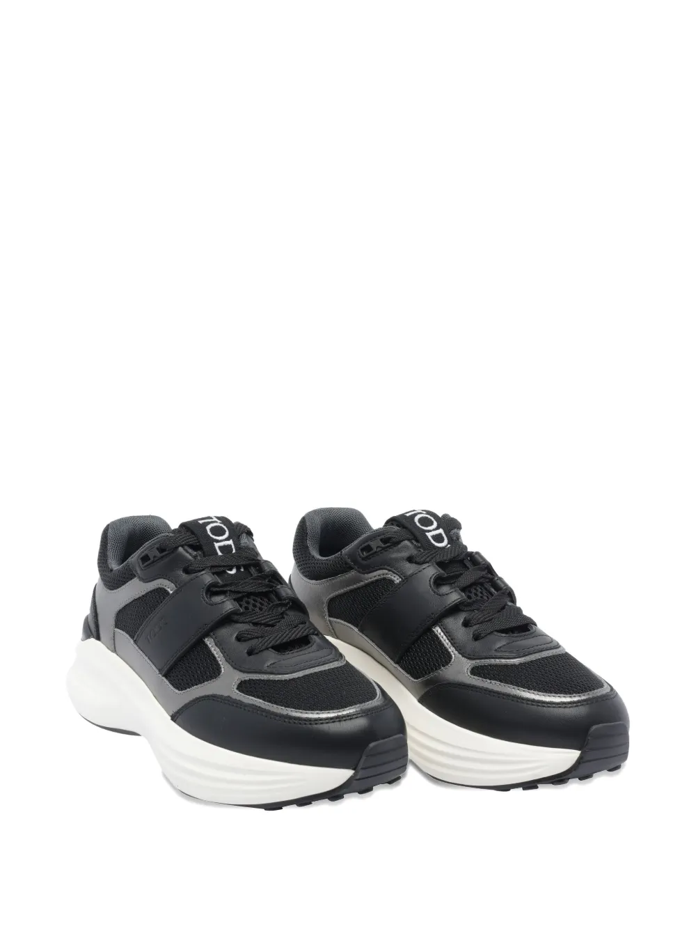 Tod's leather-panelled lace-up sneakers Grey