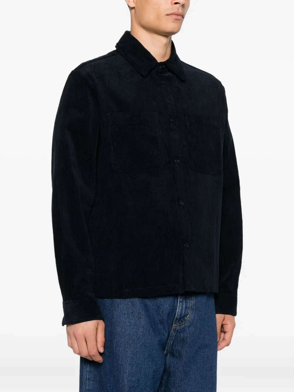 A.P.C. Overhemd met ribfluwelen zak Blauw