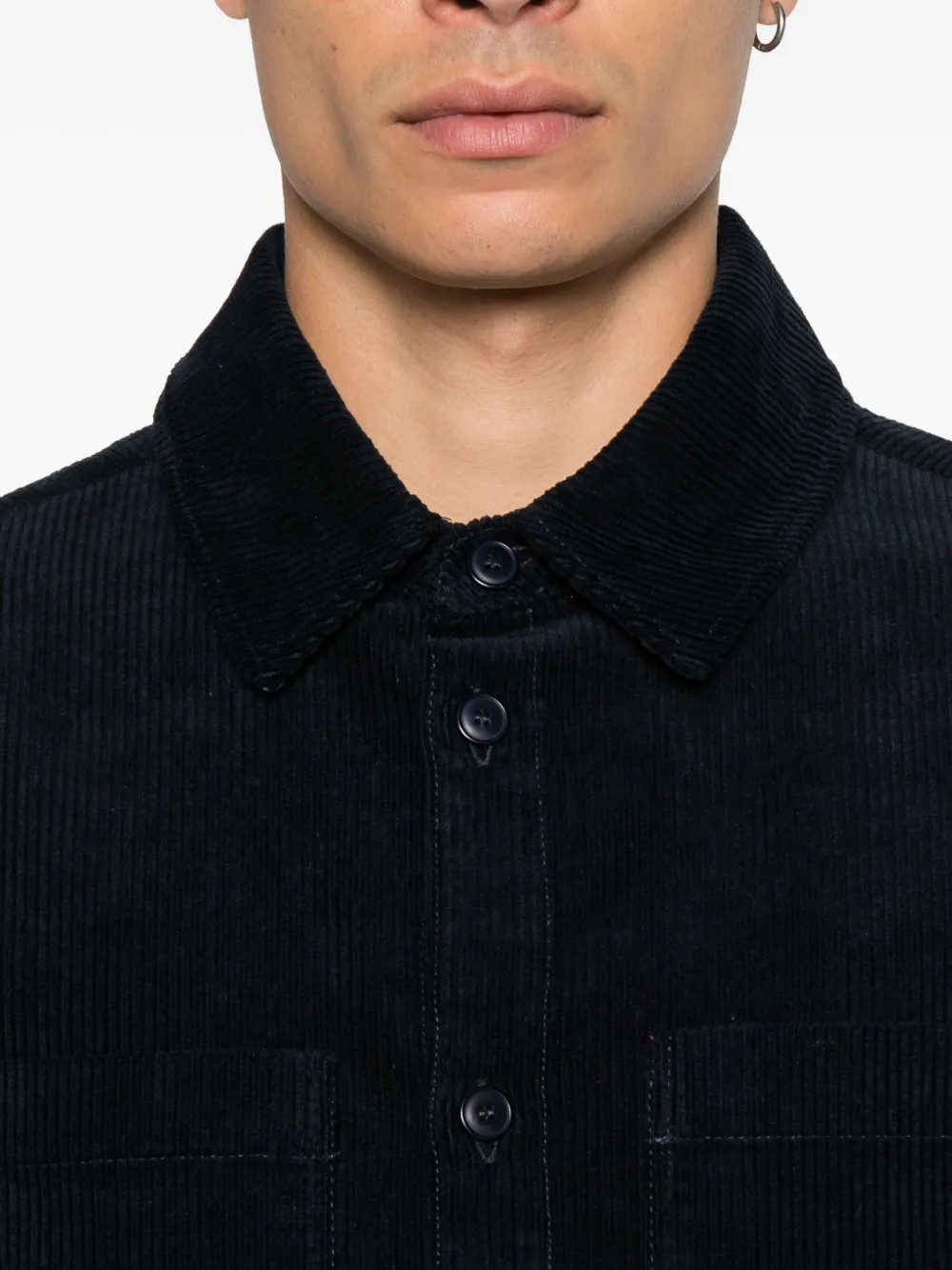 A.P.C. Overhemd met ribfluwelen zak Blauw