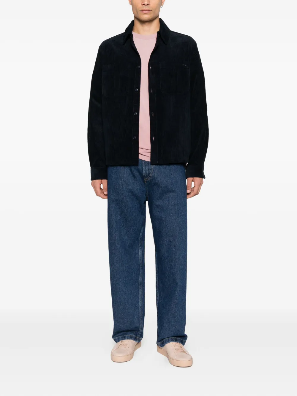 A.P.C. Overhemd met ribfluwelen zak Blauw