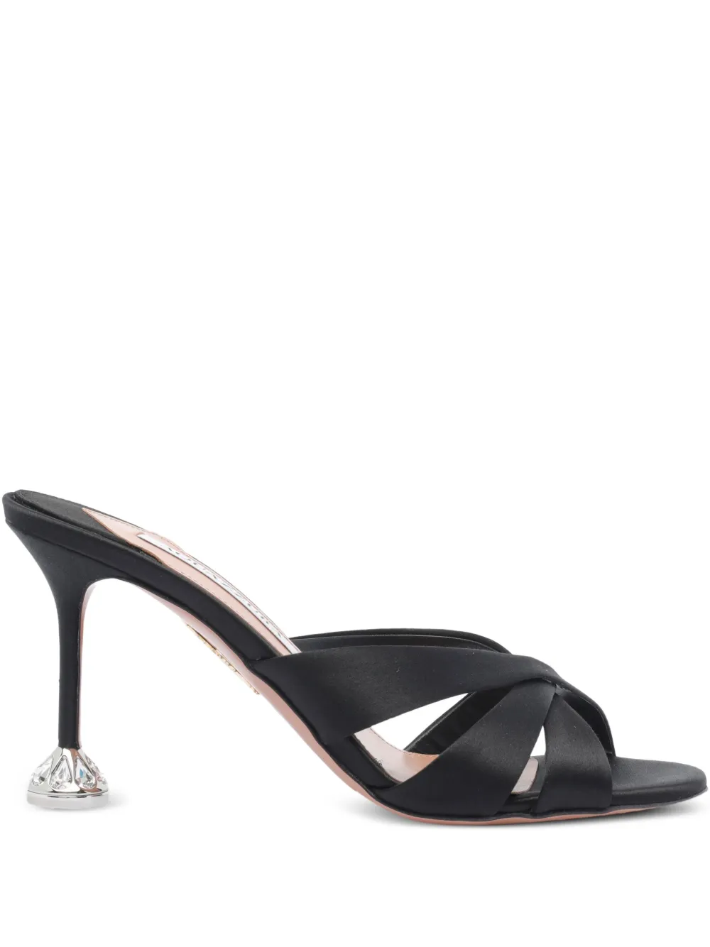 Aquazzura 85mm Embellished Satin Heeled Sandals In Black