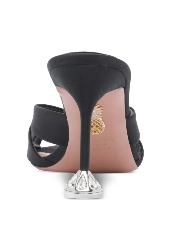 Aquazzura 85mm Embellished Satin Heeled Sandals Black FARFETCH PT