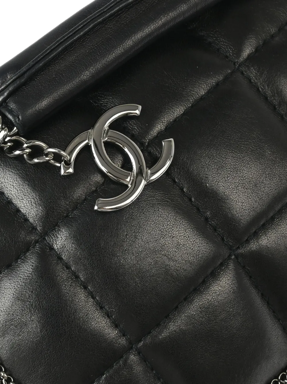 Pre-owned Chanel 2002 Choco Bar Fringe Handbag In Black
