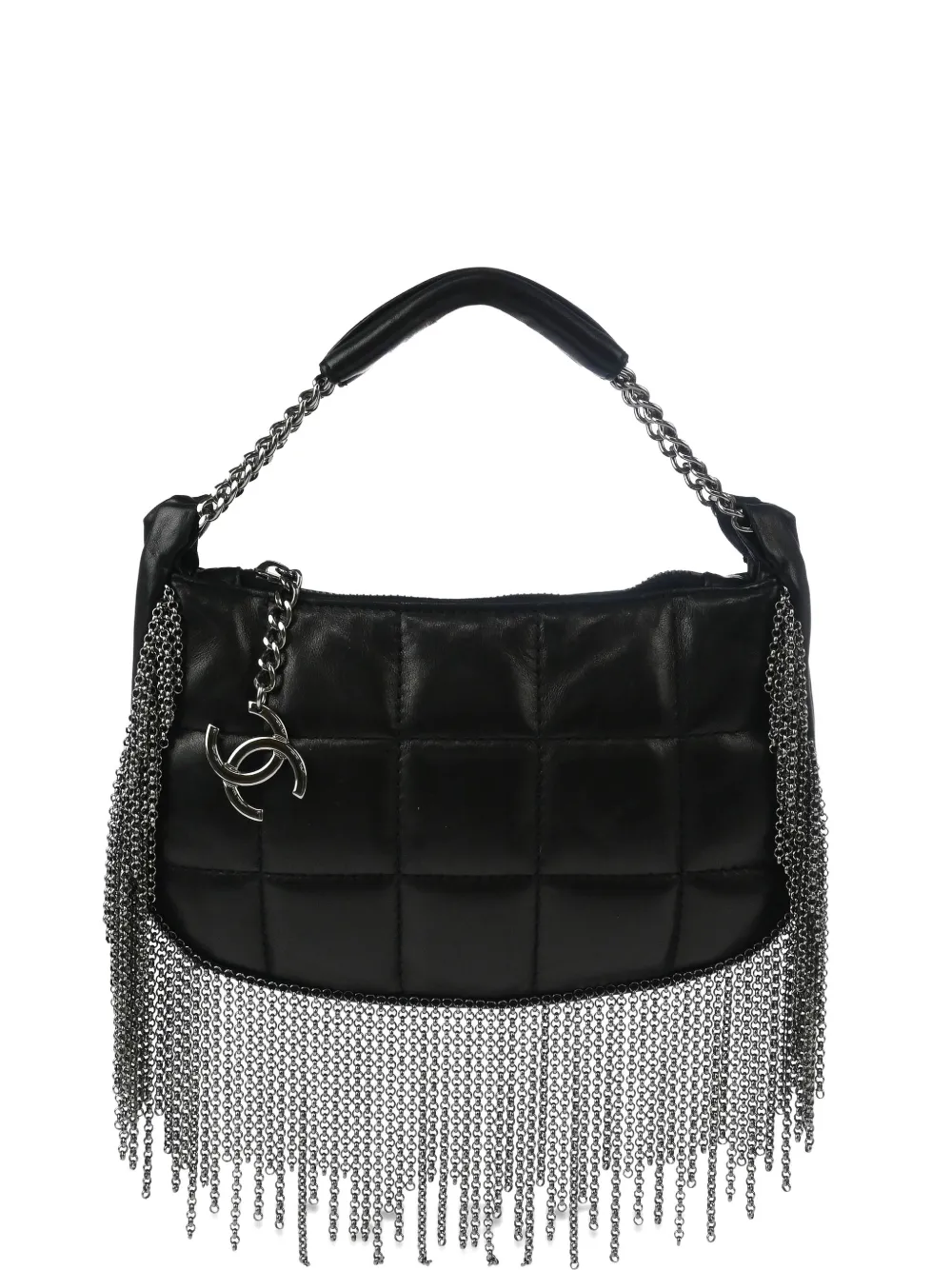 CHANEL Pre-Owned 2002 チョコバー フリンジ ハンドバッグ - ブラック CHANEL Pre-Owned 2002 チョコバー フリンジ ハンドバッグ - ブラック