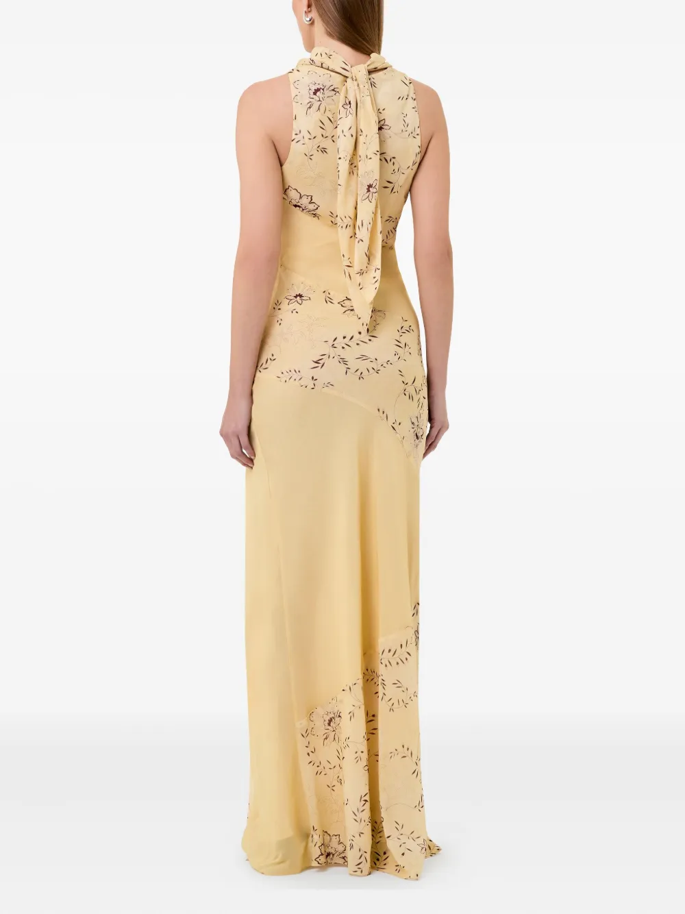 Nicholas Maxi-jurk met col en bloemenprint Geel