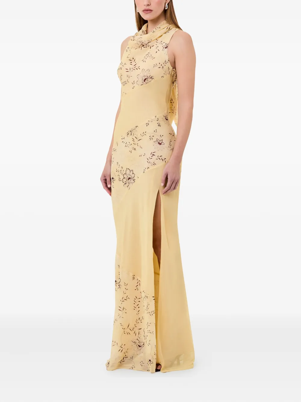 Nicholas Maxi-jurk met col en bloemenprint Geel