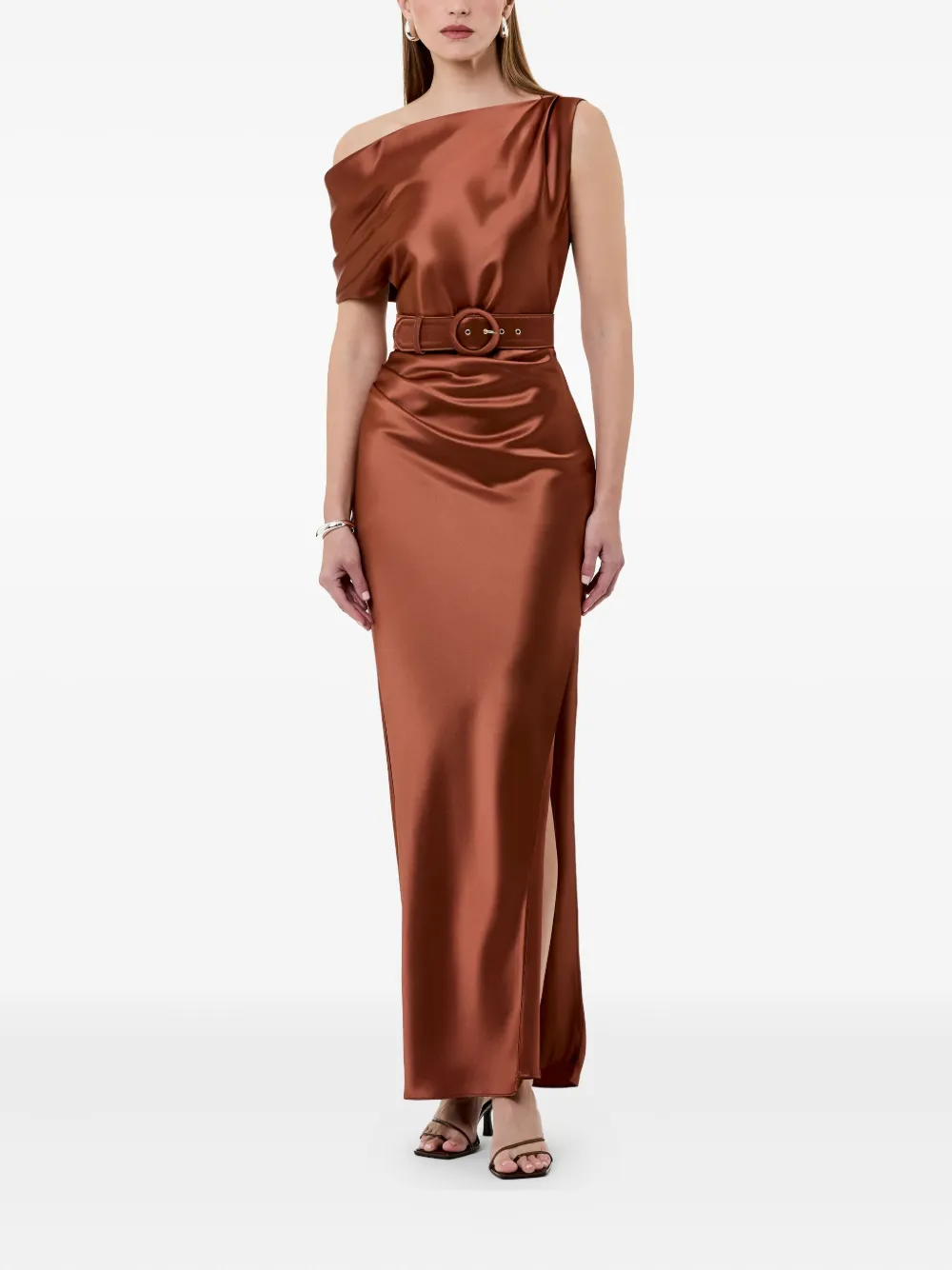 Nicholas Asymmetrische maxi-jurk met ceintuur Oranje