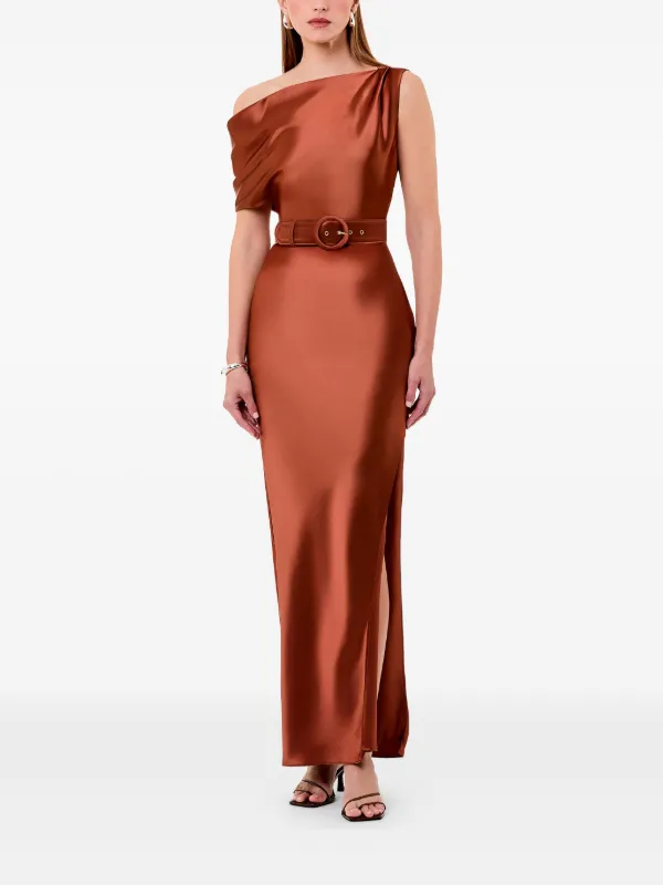 Nicholas one-shoulder belted-waist Maxi Dress | Orange | FARFETCH