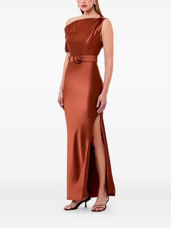 Nicholas one-shoulder belted-waist Maxi Dress | Orange | FARFETCH
