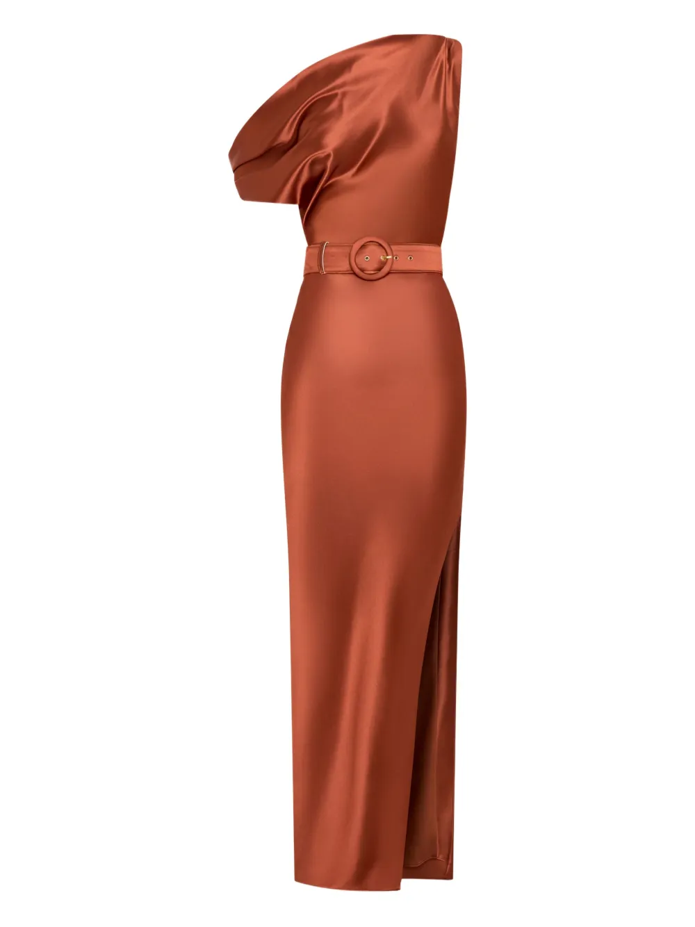 Nicholas one-shoulder belted-waist maxi dress | Orange | Image 1