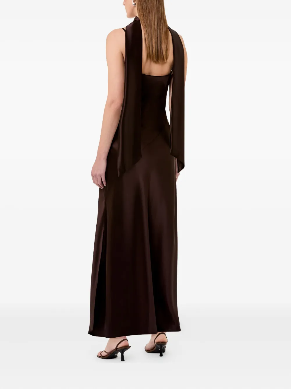 Nicholas Geneva maxi-jurk met col Bruin