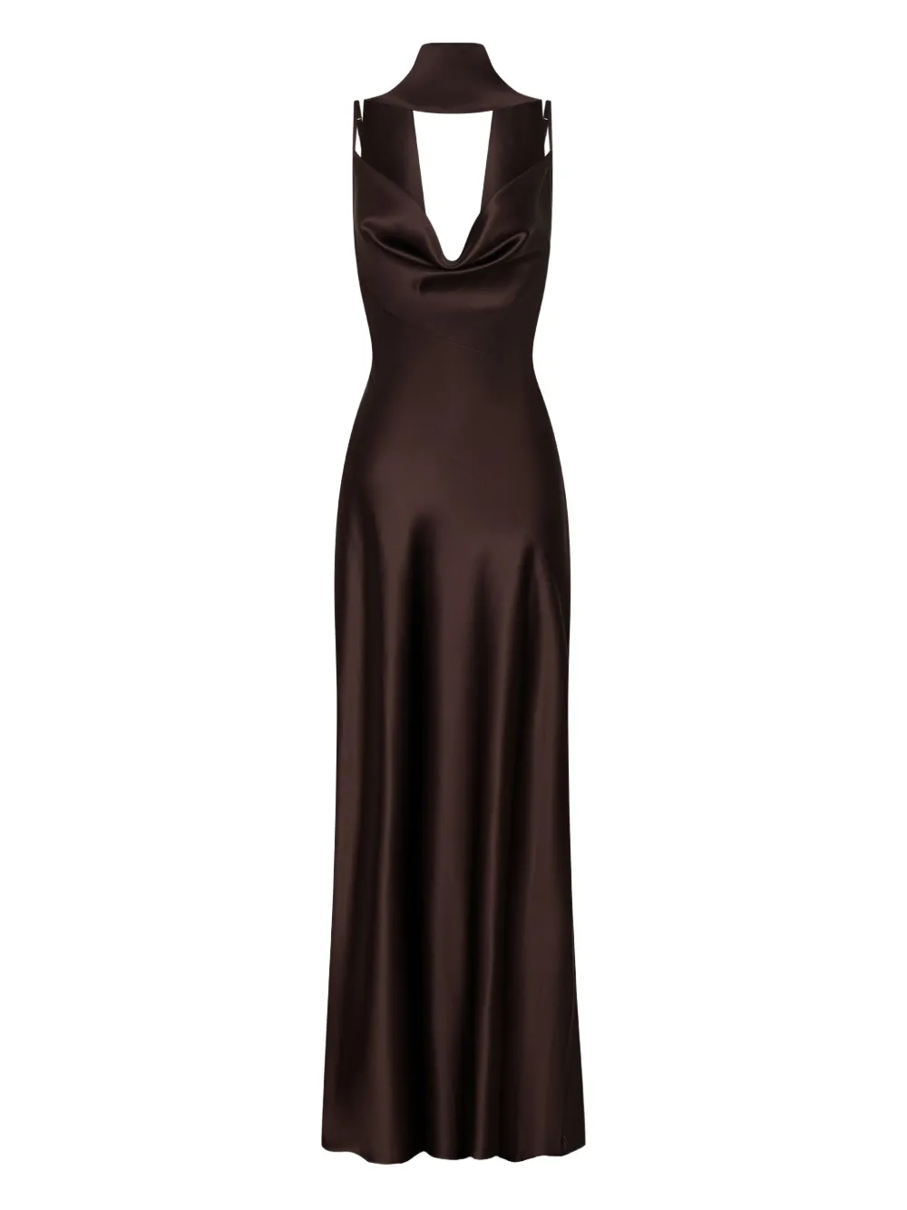 Nicholas Geneva Cowl-neck Maxi Dress In Brown