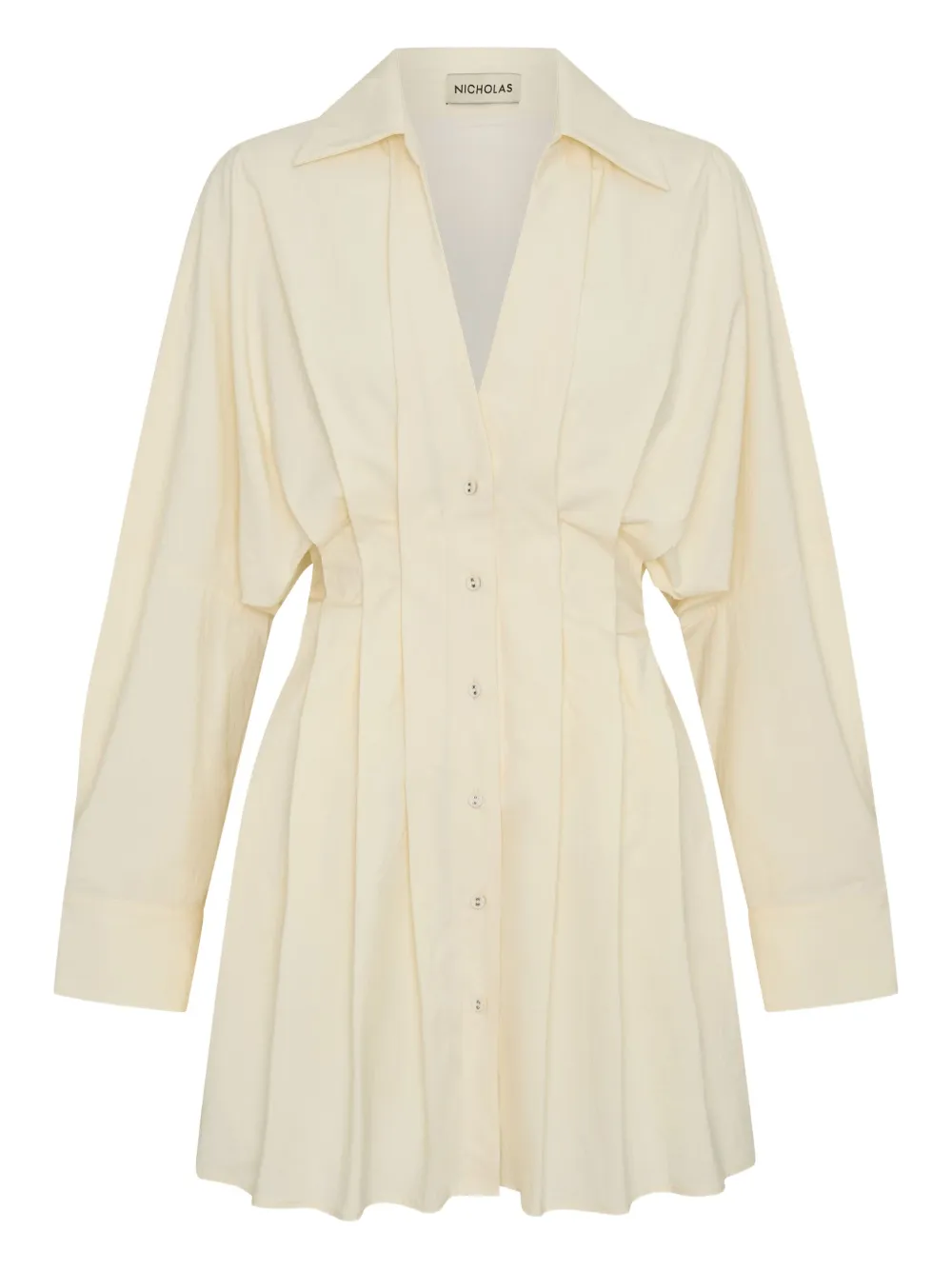 Nicholas Fabienne Pleated Button-front Shirt Dress In Neutral