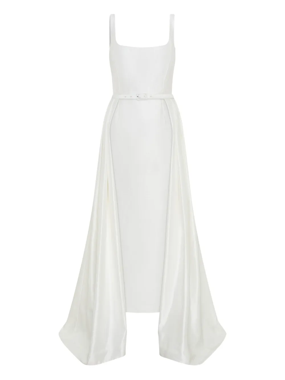 Nicholas Isaline Belted Overlay Midi Dress In White
