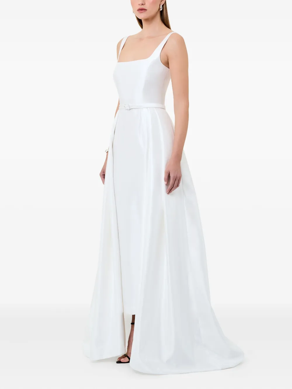 Nicholas Isaline Belted Overlay Midi Dress In White