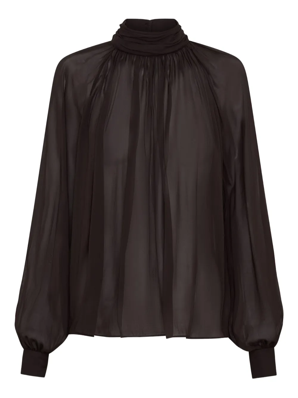 Solene high-neck balloon-sleeve top