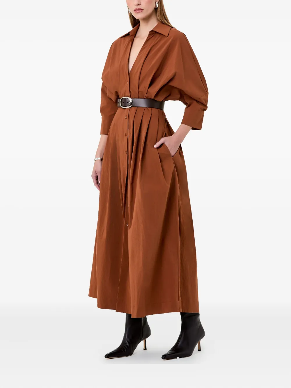 Nicholas Lanae midi-jurk met knopen Oranje