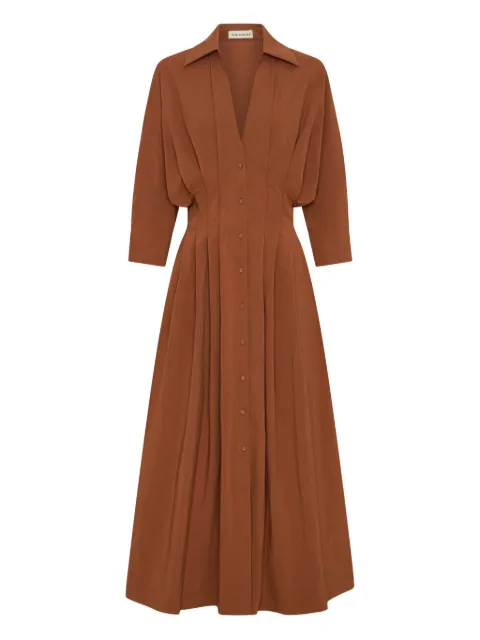 Nicholas Lanae pleated button-front midi dress