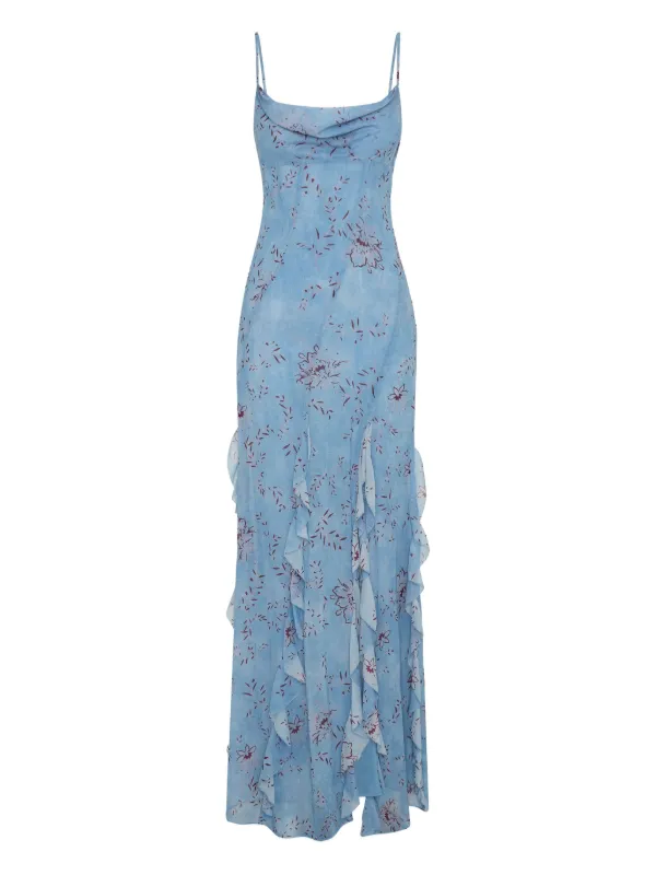 Nicholas Kamila floral-print Ruffled Maxi Dress | Blue | FARFETCH