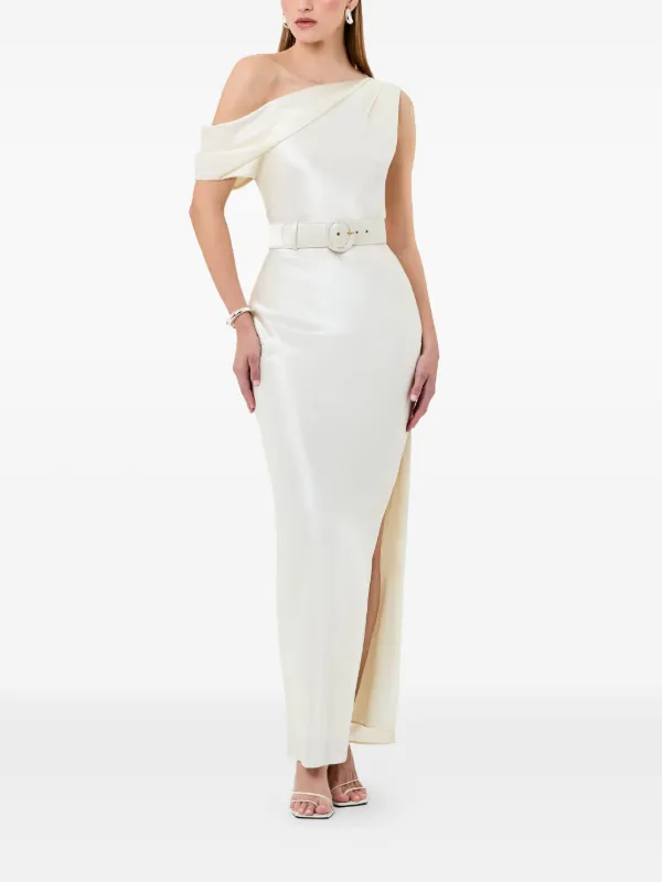 one shoulder belted midi dress Nicholas Eartha One-shoulder Midi Dress