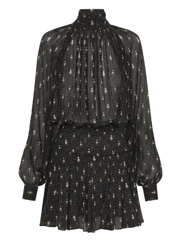 knee length dresses for ladies Cecile Long Sleeve Dress | Eira Butter Vintage Stamp Print main image 1