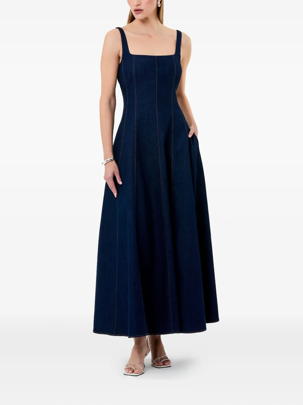 Nicholas Maxi-jurk met vierkante hals - Blauw