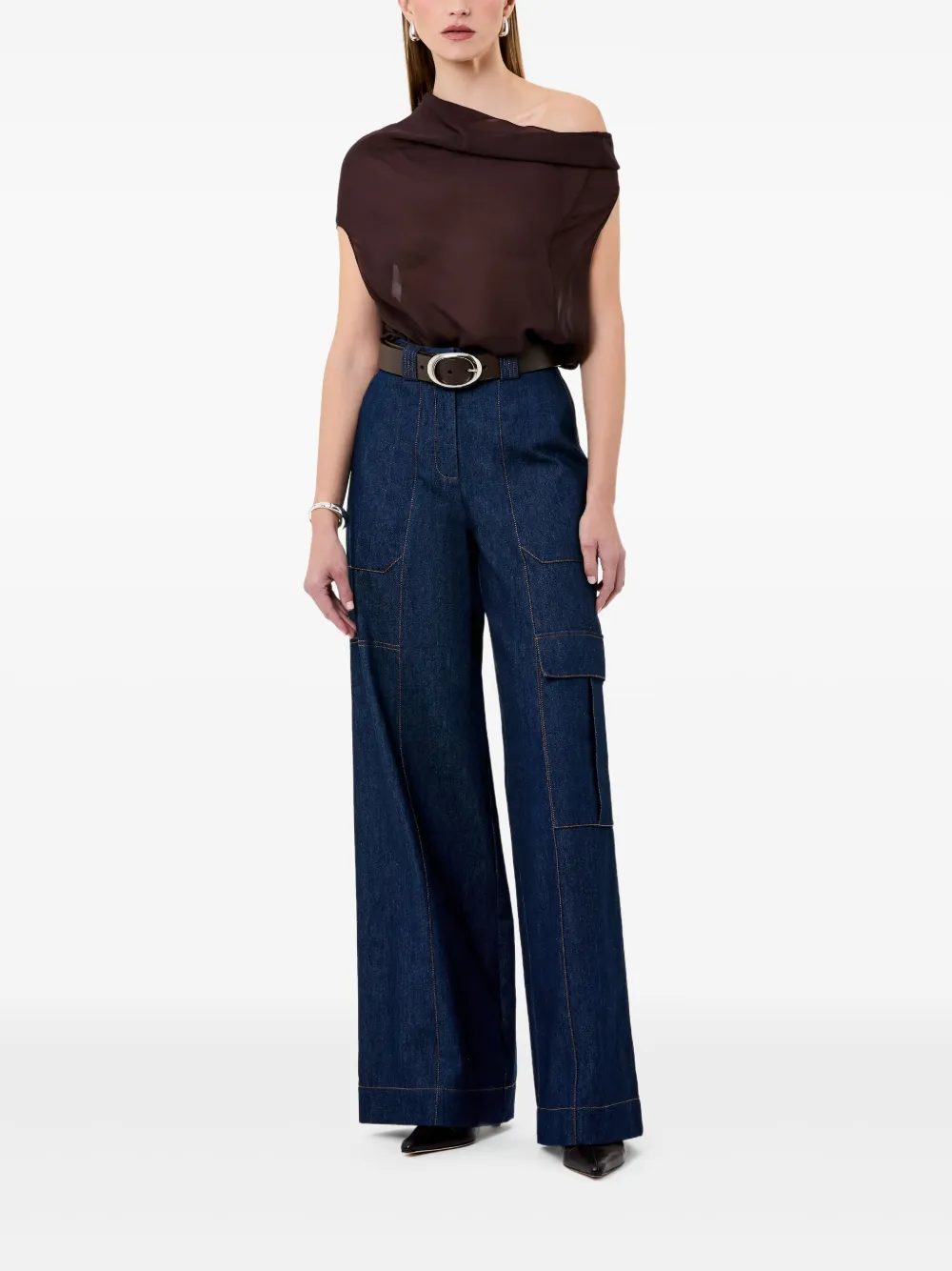 Nicholas Ryanne gedrapeerde asymmetrische top - Bruin