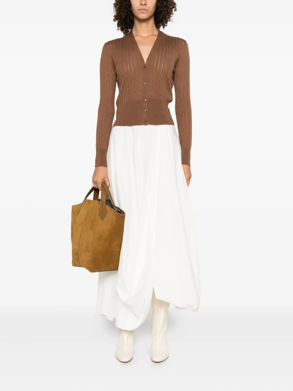 Max Mara Geribbeld verfraaid vest Bruin