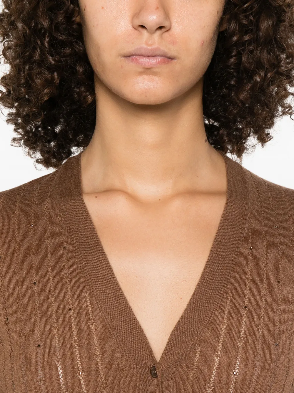 Max Mara Geribbeld verfraaid vest Bruin