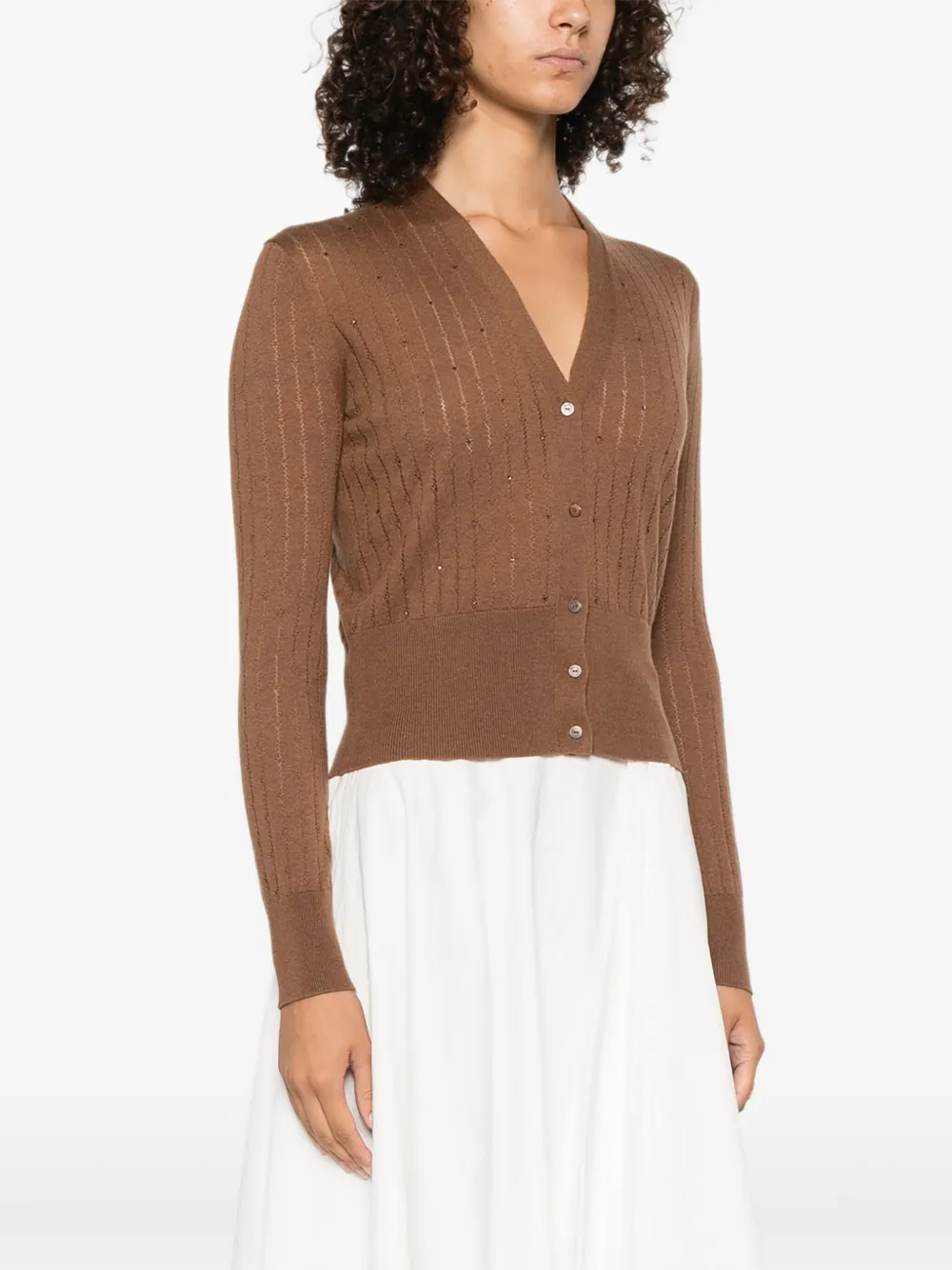 Max Mara Geribbeld verfraaid vest Bruin