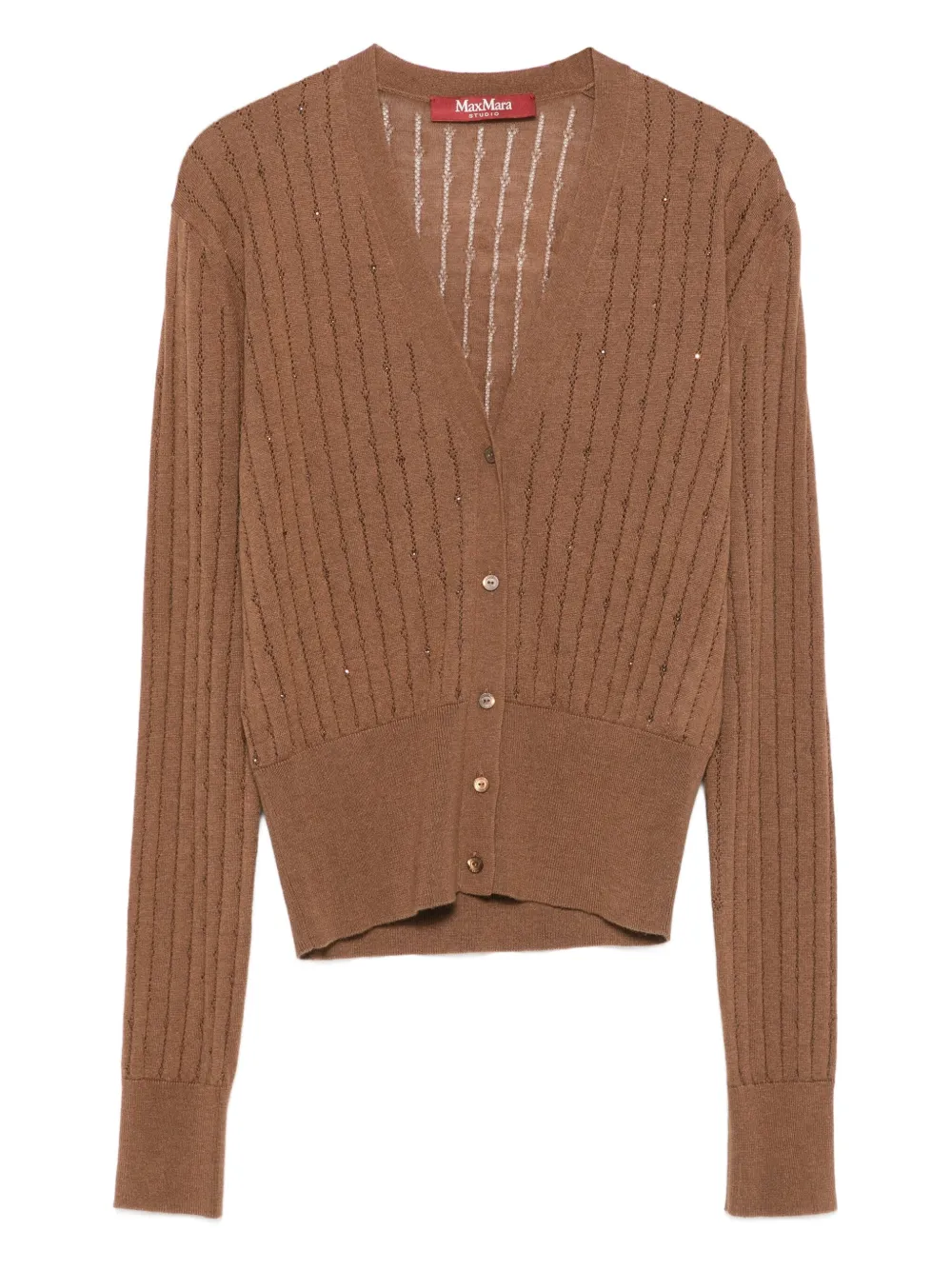 Max Mara Geribbeld verfraaid vest Bruin
