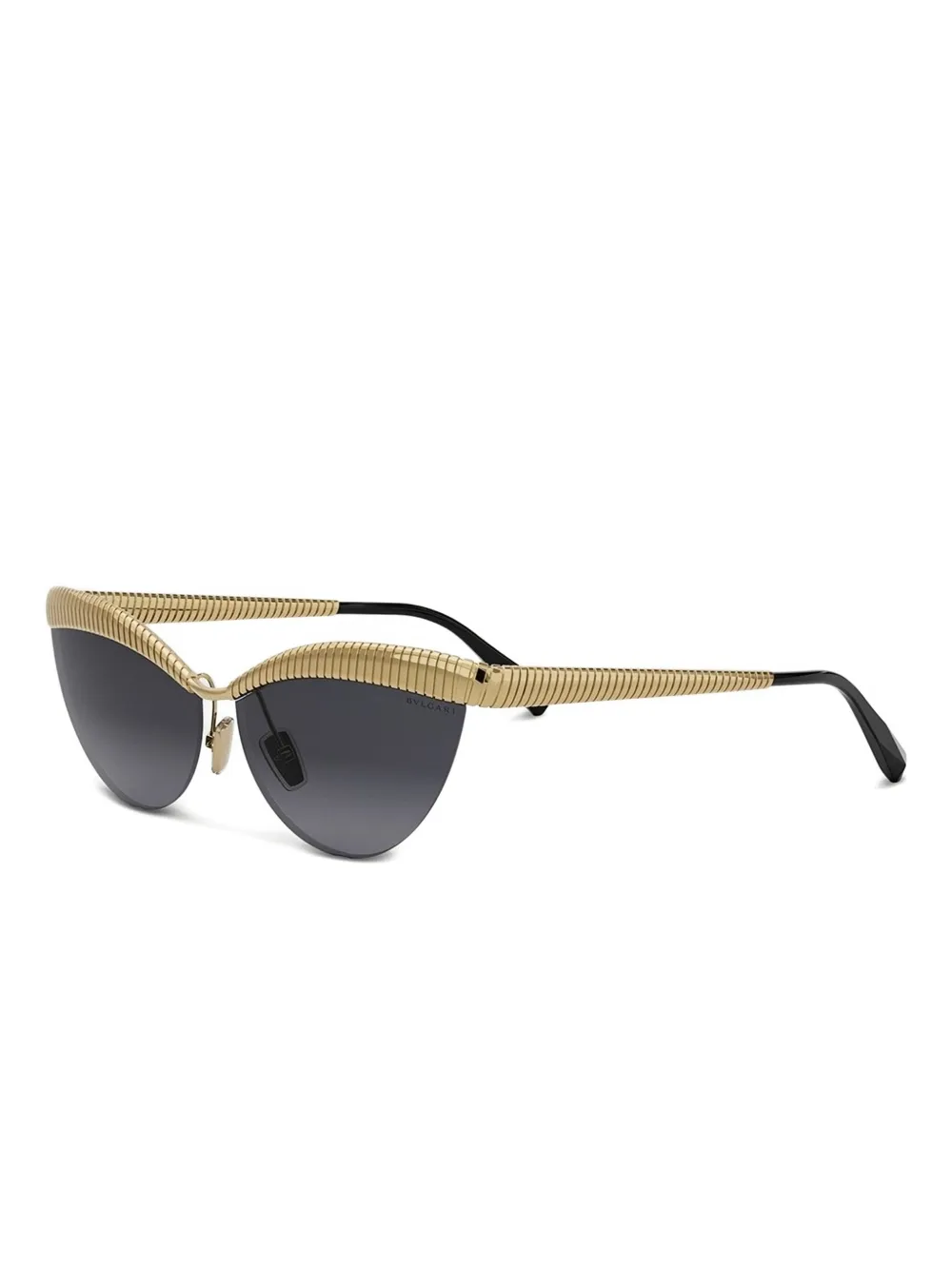 Bvlgari Tubogas geribbelde zonnebril met cat-eye montuur - Goud