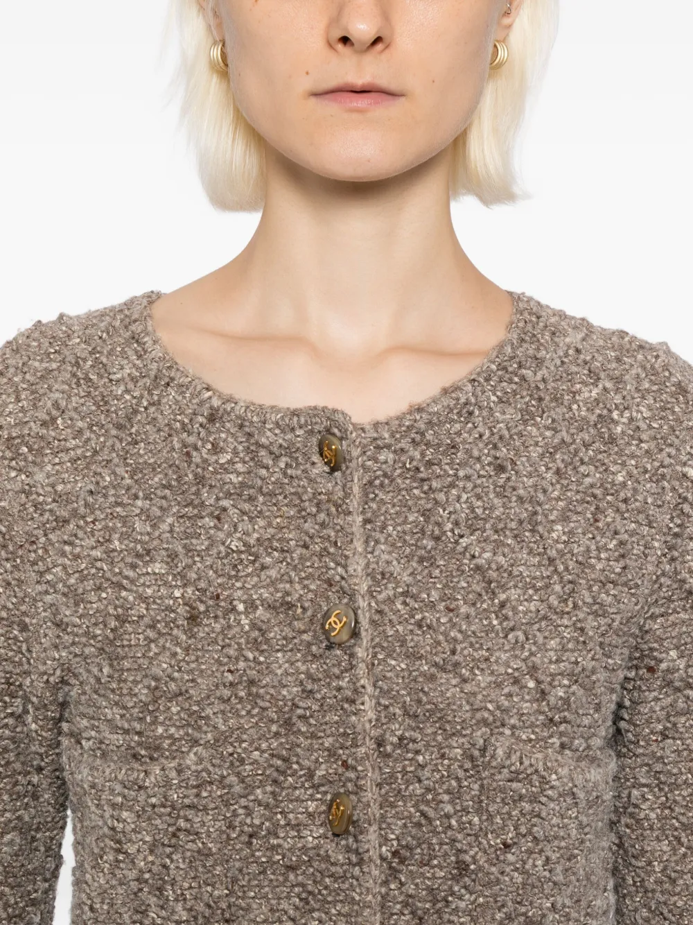 Pre-owned Chanel 1993 Collarless Jacket In Brown