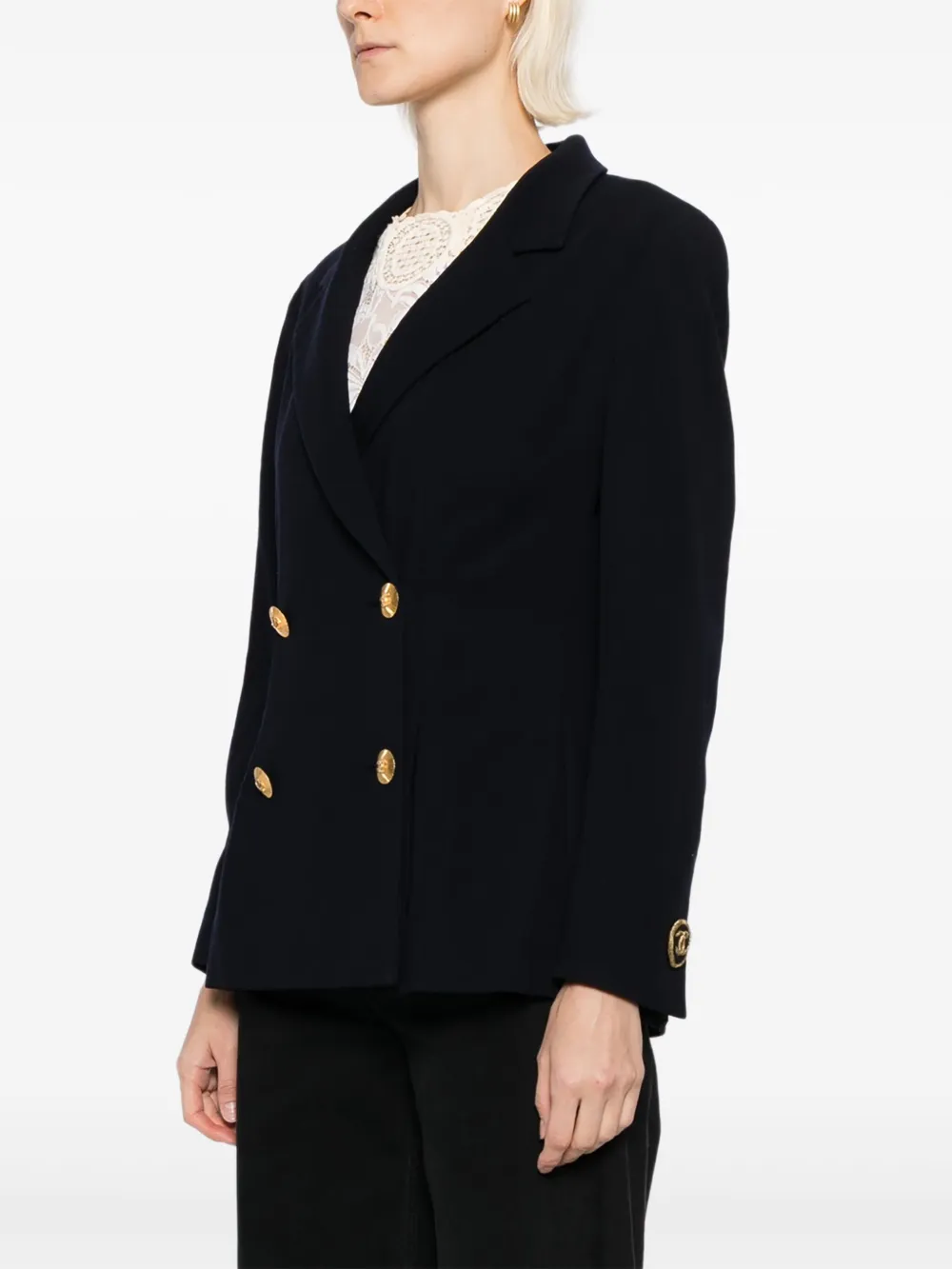 Pre-owned Chanel 1990-2000s Double-breasted Jacket In Blue