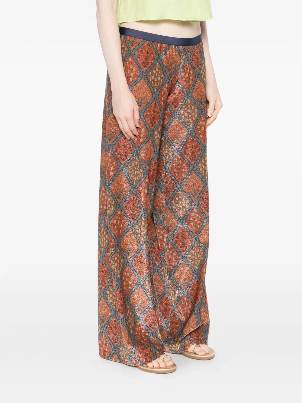 Siyu Patterned Straight Trousers In Orange