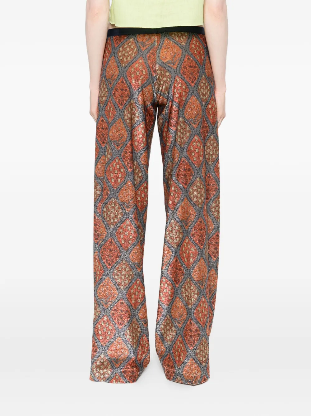 Siyu Patterned Straight Trousers In Orange