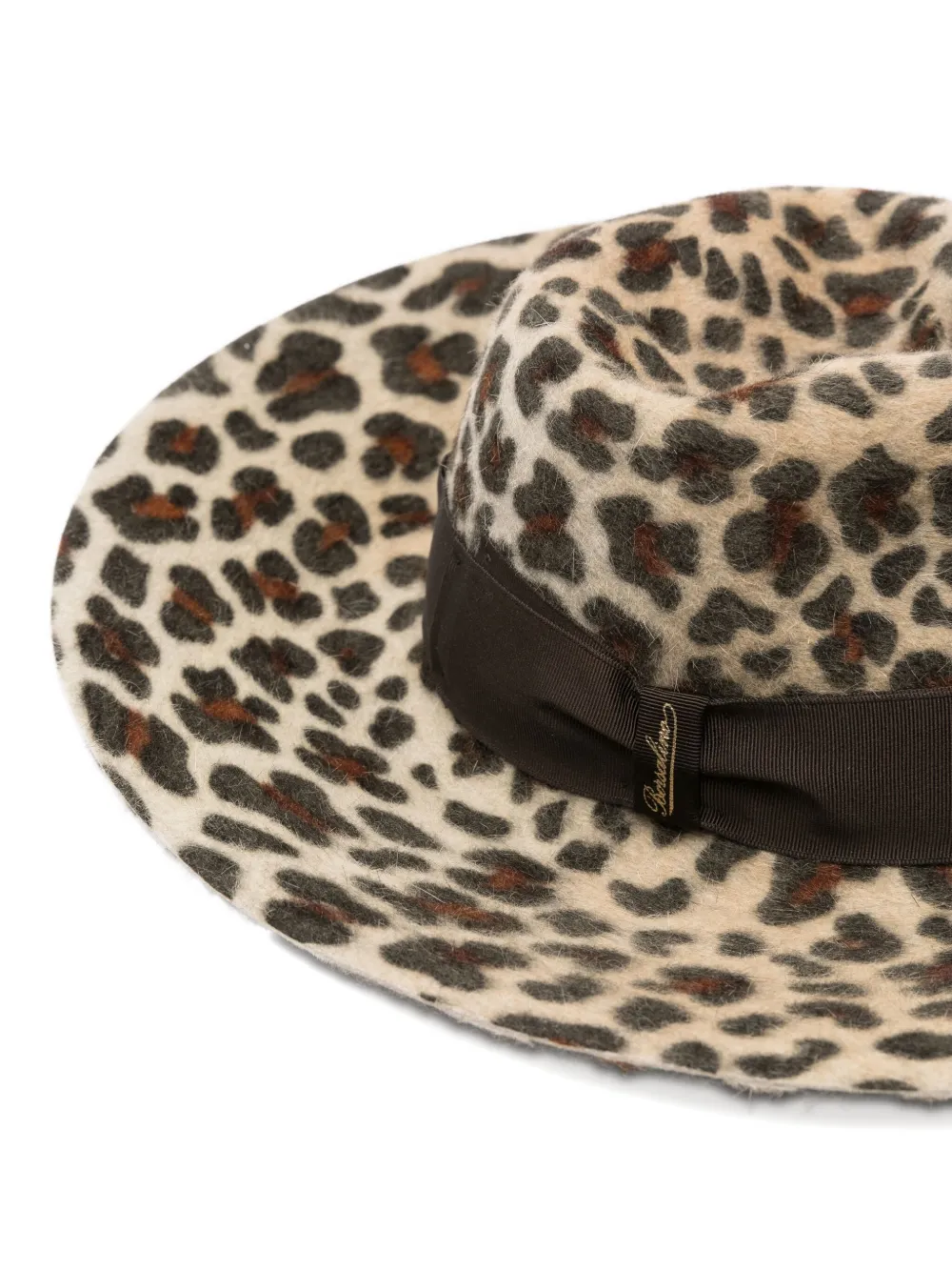 Borsalino Hoed met luipaardprint Bruin
