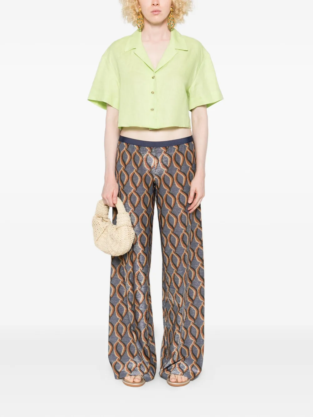 Siyu Straight broek met print en schakelketting - Blauw