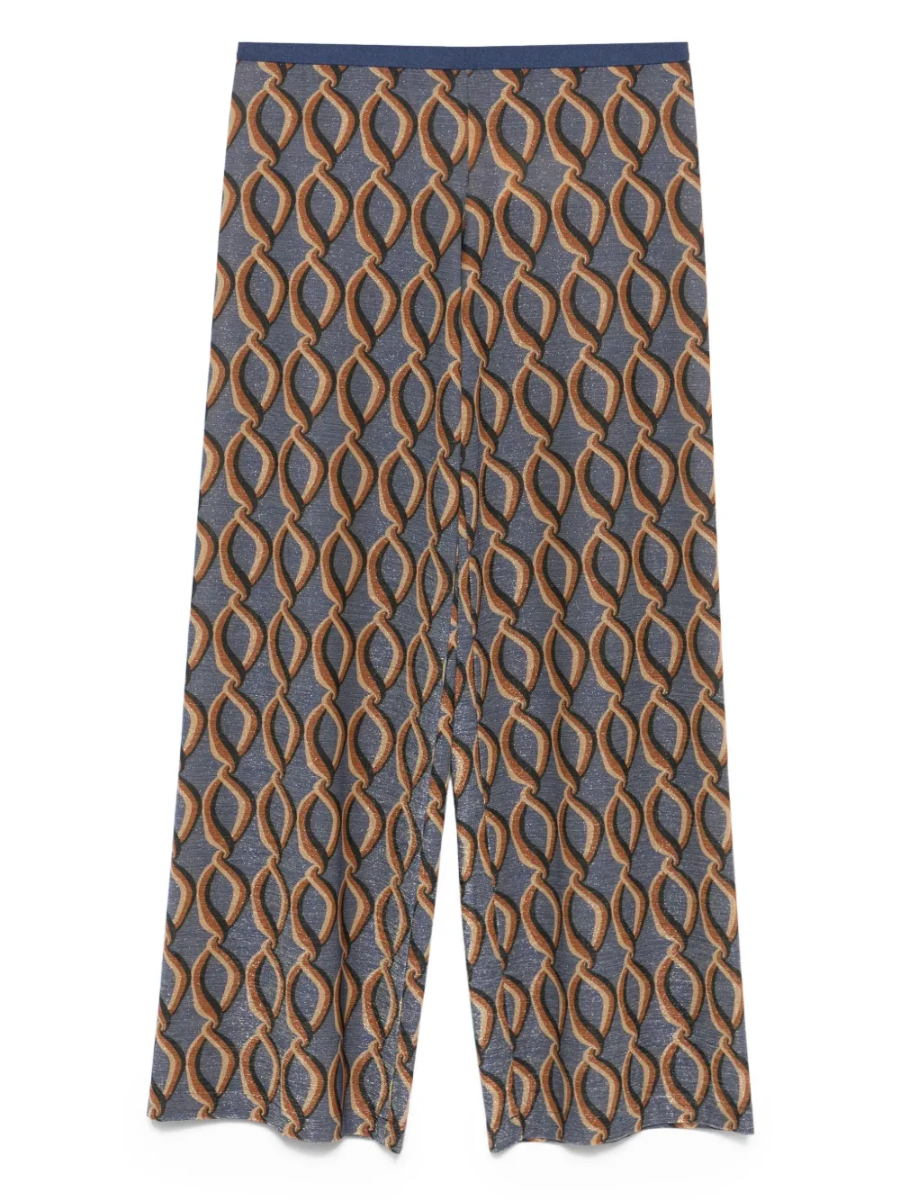 chain-link print straight trousers