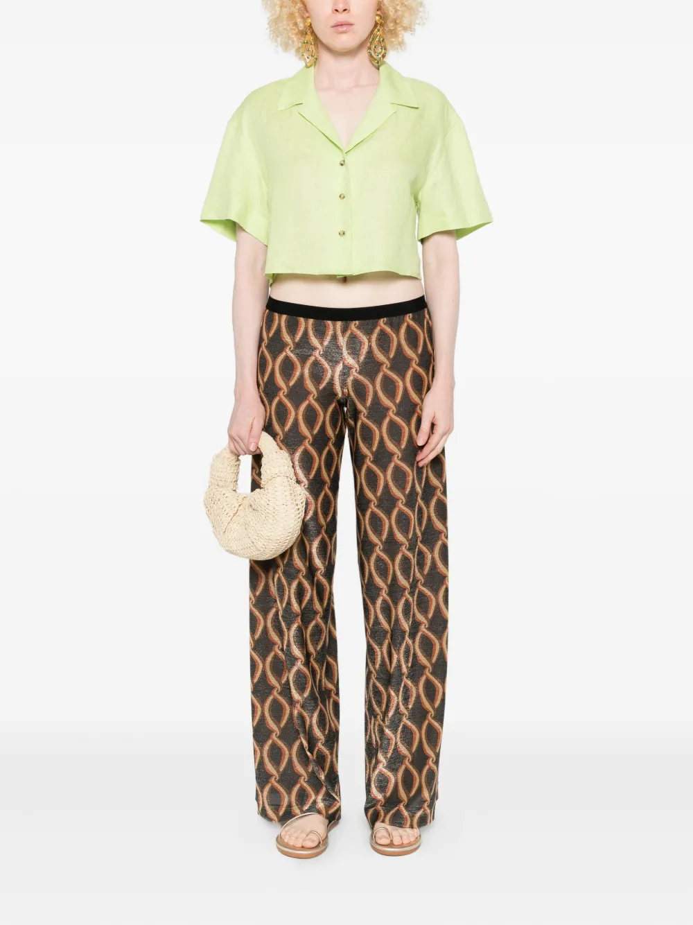 Siyu Straight broek met kettingpatroon - Zwart