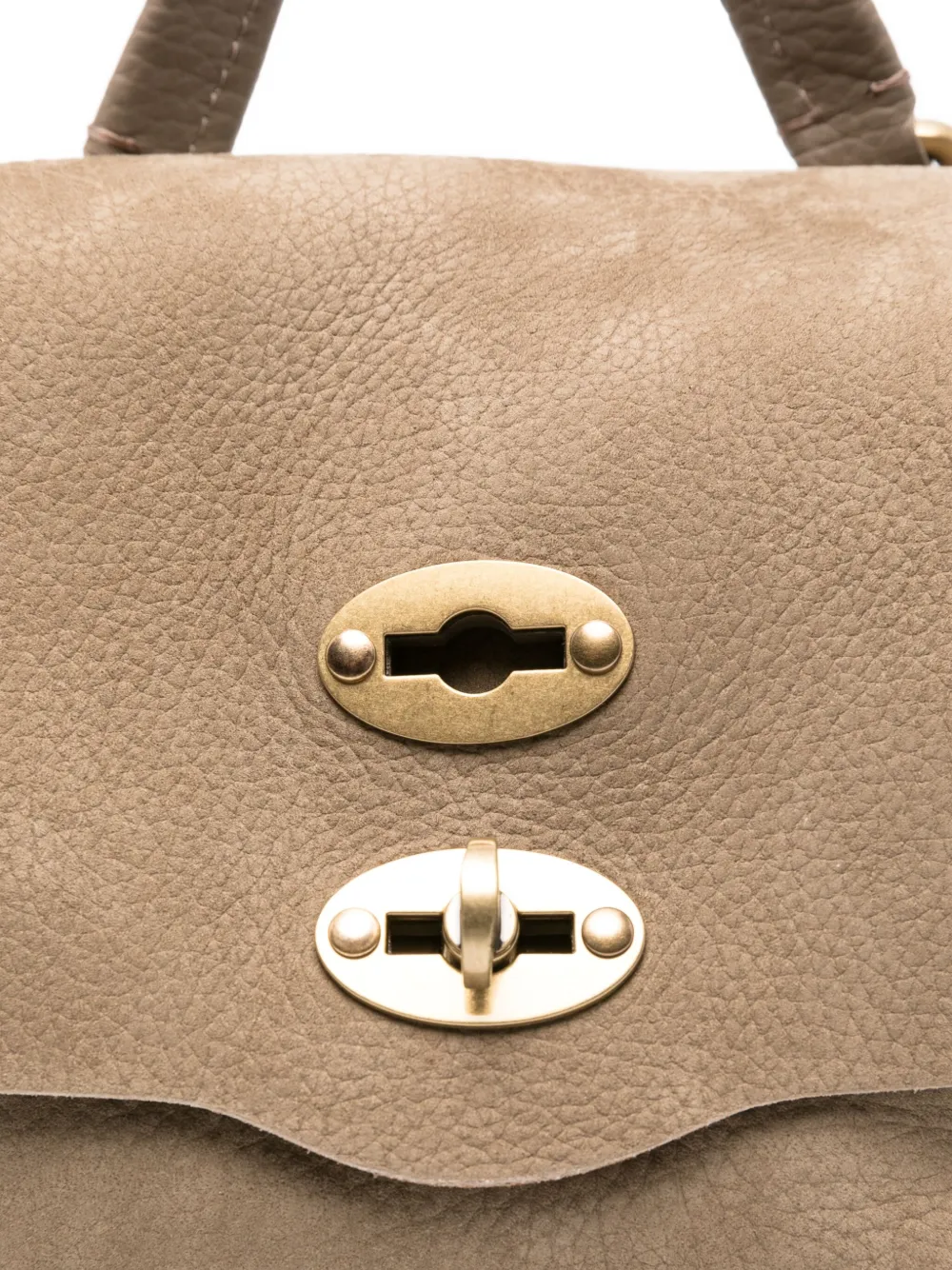 Zanellato Baby Suede Leather Handbag With Studded Detailing In Neutral