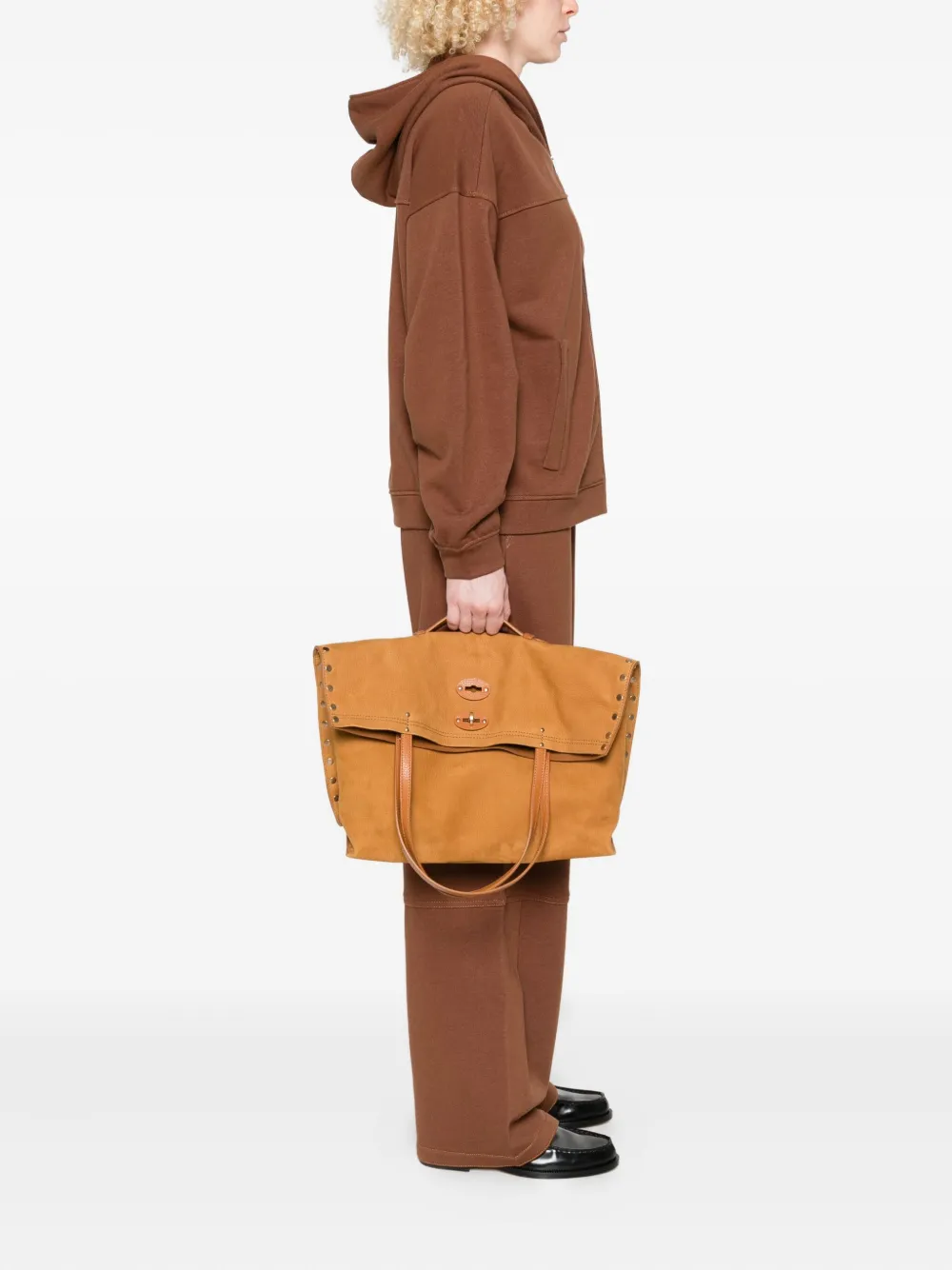 Zanellato Medium A'spasso shopper verfraaid met studs - Bruin
