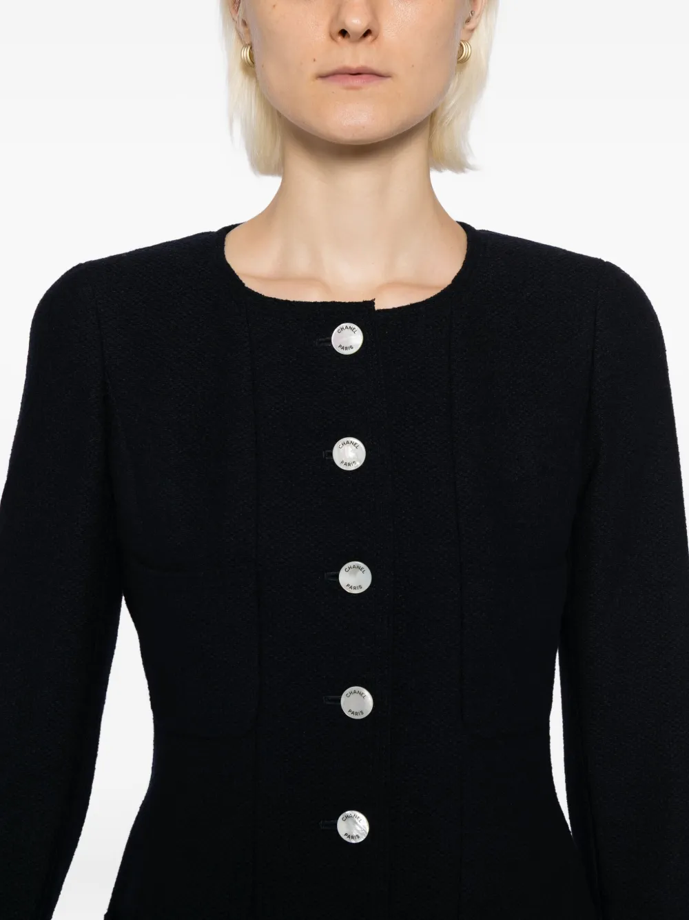 Pre-owned Chanel 1997 Setup Suit Jacket Skirt In Blue
