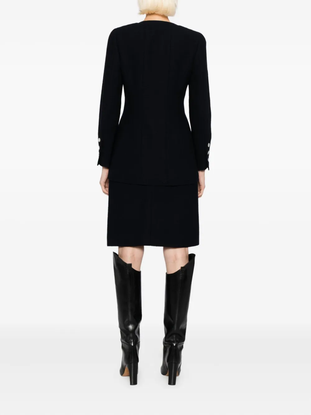 Pre-owned Chanel 1997 Setup Suit Jacket Skirt In Blue
