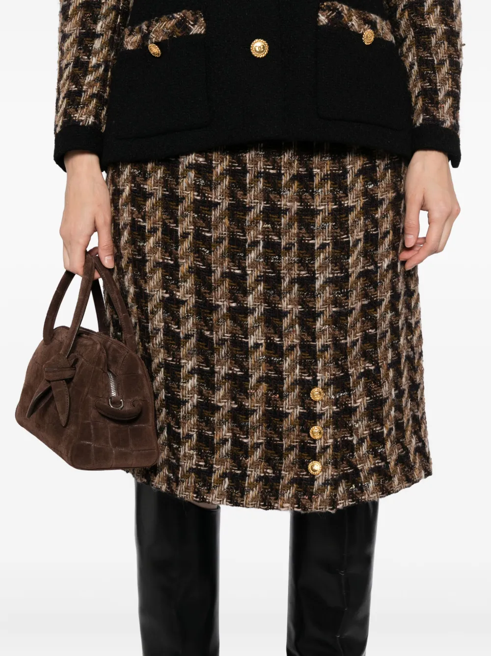Pre-owned Chanel 1990-2000s Setup Suit Jacket Skirt In Brown