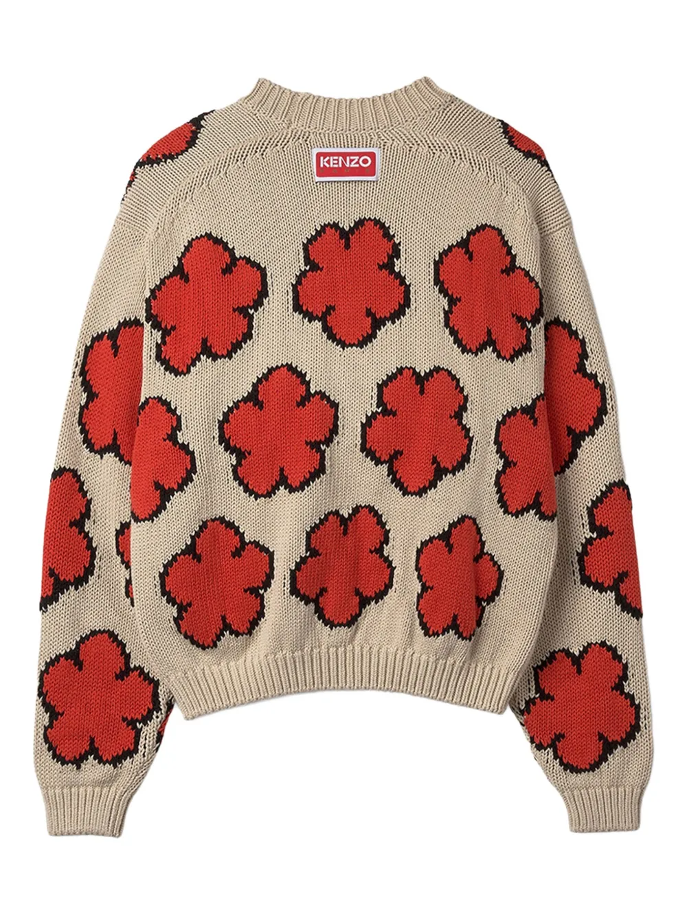 Kenzo Trui met intarsia bloemen - Beige